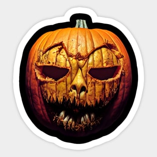 Scary Halloween Pumpkin Art Sticker